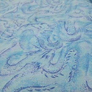 Blue Dragon Scales Fabric 2 1/4 Yards x 44 Inches Glittery Fantasy Craft Sewing